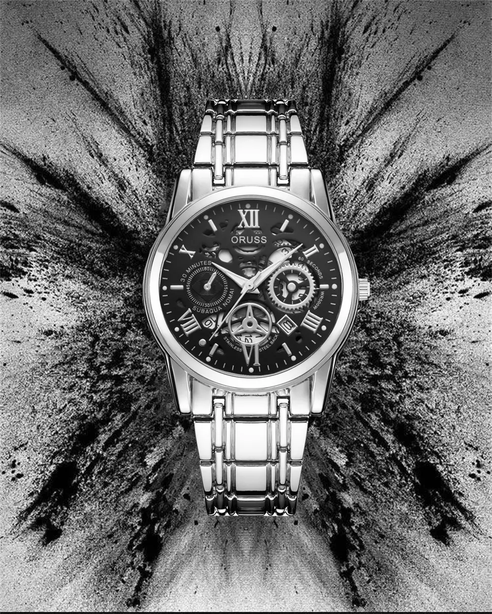 Men's Steel Belt Quartz Watch with Skeleton Design — feature 20