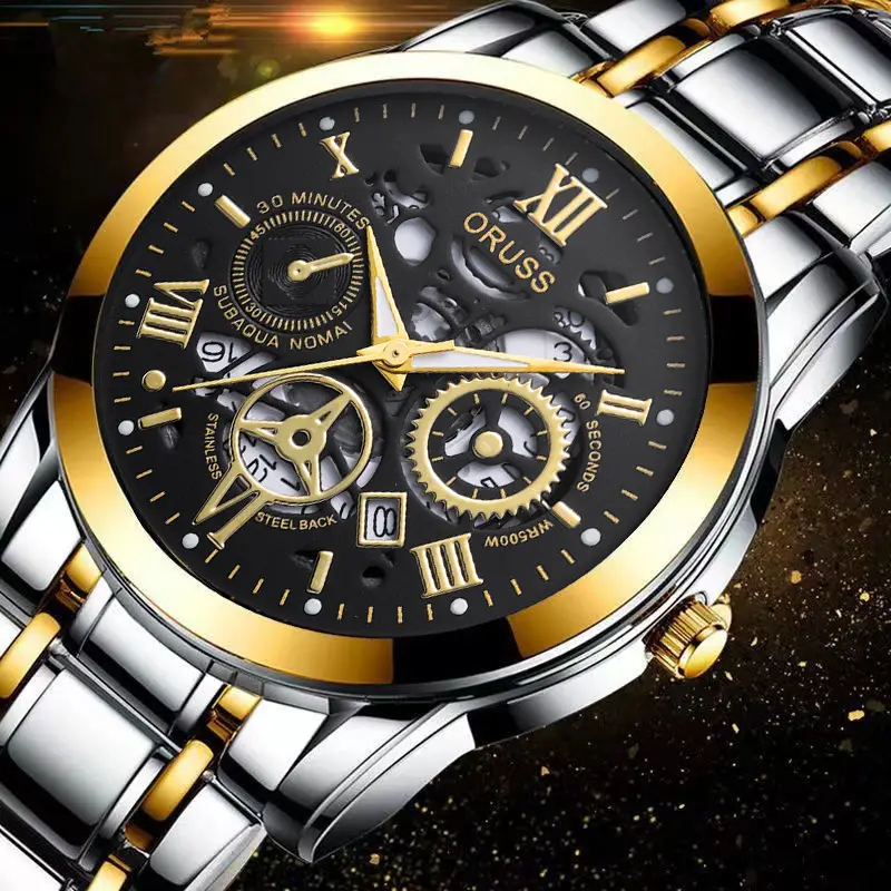 Men's Steel Belt Quartz Watch with Skeleton Design — feature 24