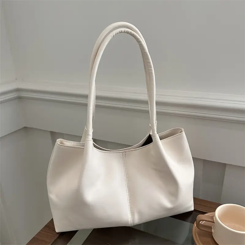 Silver Spliced Tote Bag Large Capacity Daily Commuter