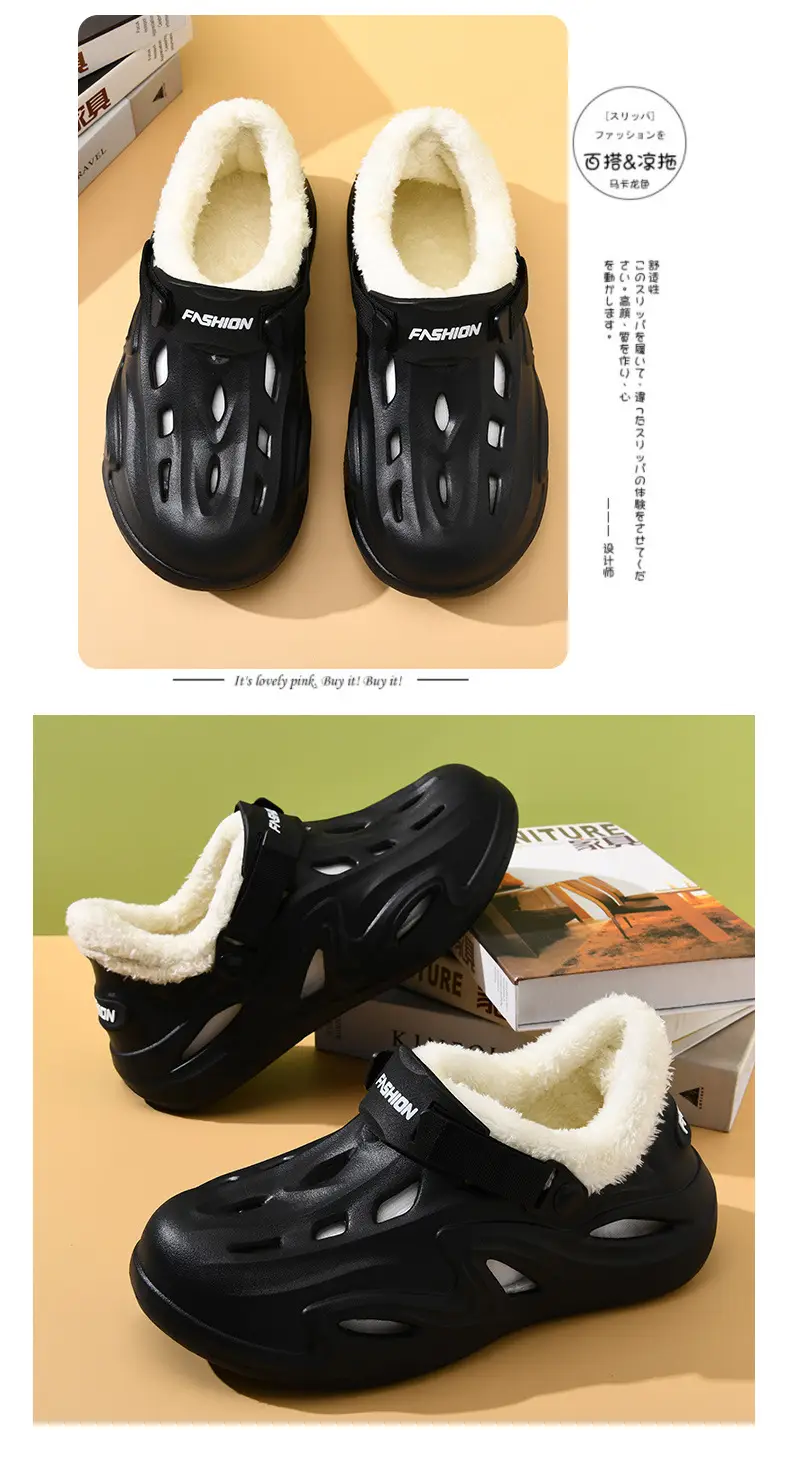 Women's Cotton Slippers fleece-lined Thickened Warm Wool Slippers for Outer Wear in Autumn and Winter Increased Dirty-Resistant Cotton Slippers — feature 9
