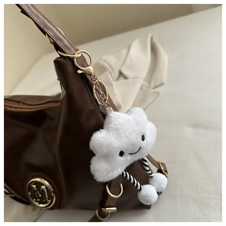 Korean Style Brown Leather Shoulder Bag with Cloud Charm — feature 10