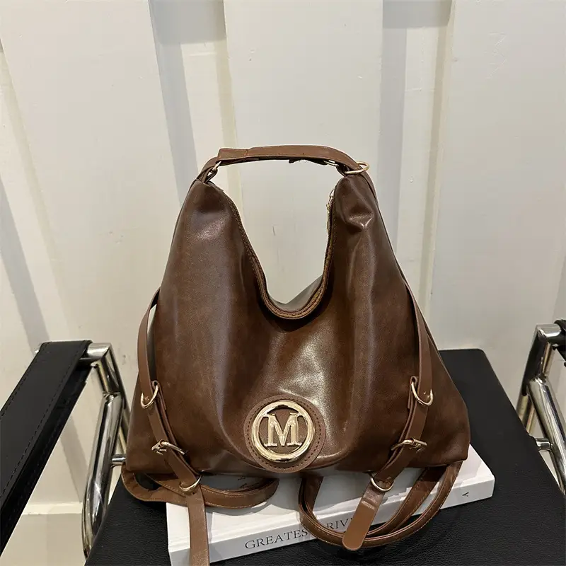 Korean Style Brown Leather Shoulder Bag with Cloud Charm — feature 19