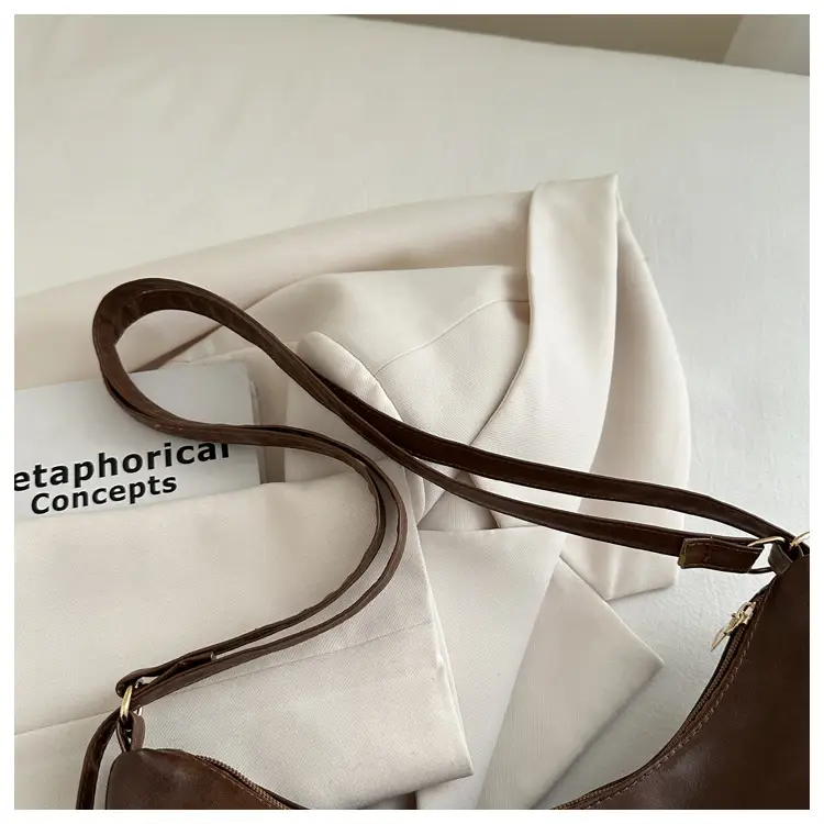 Korean Style Brown Leather Shoulder Bag with Cloud Charm — feature 8