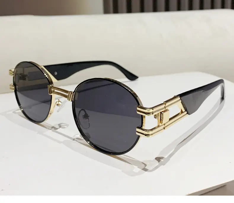 Oval Sunglasses Women Retro Metal White Sunscreen — feature 19