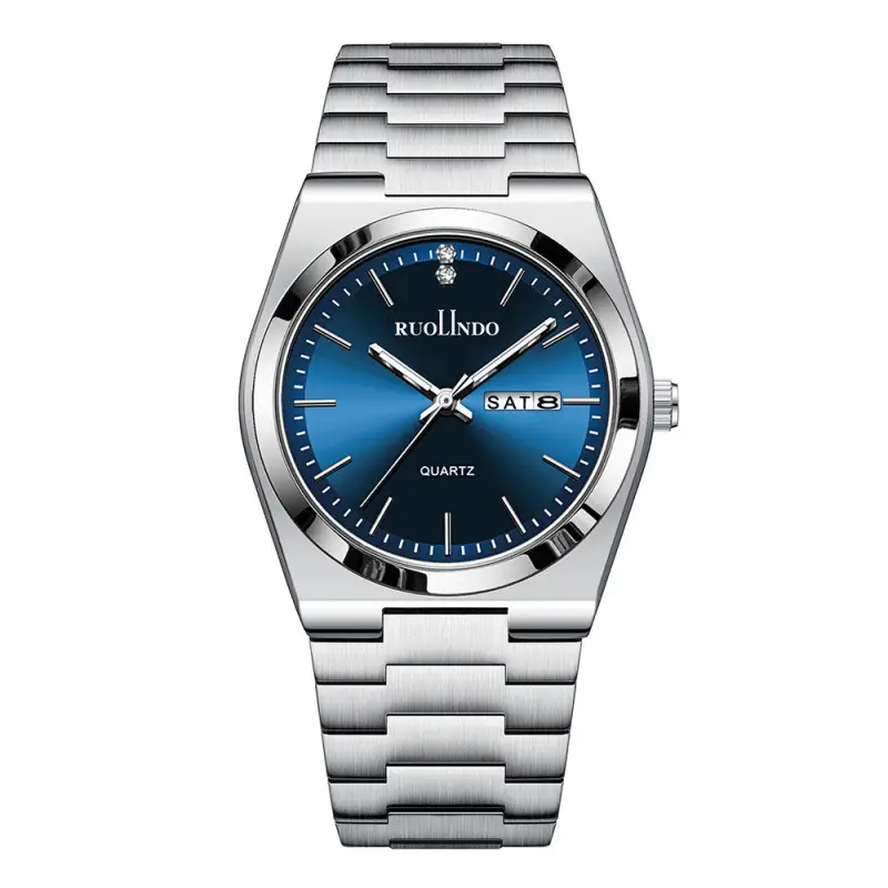 Men's Quartz Watch with Butterfly Buckle & Steel Band - Image 2