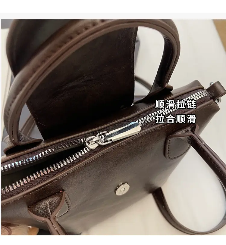 Women's Black Leather Shoulder Bag with Cute Pom Pom Charm — feature 6