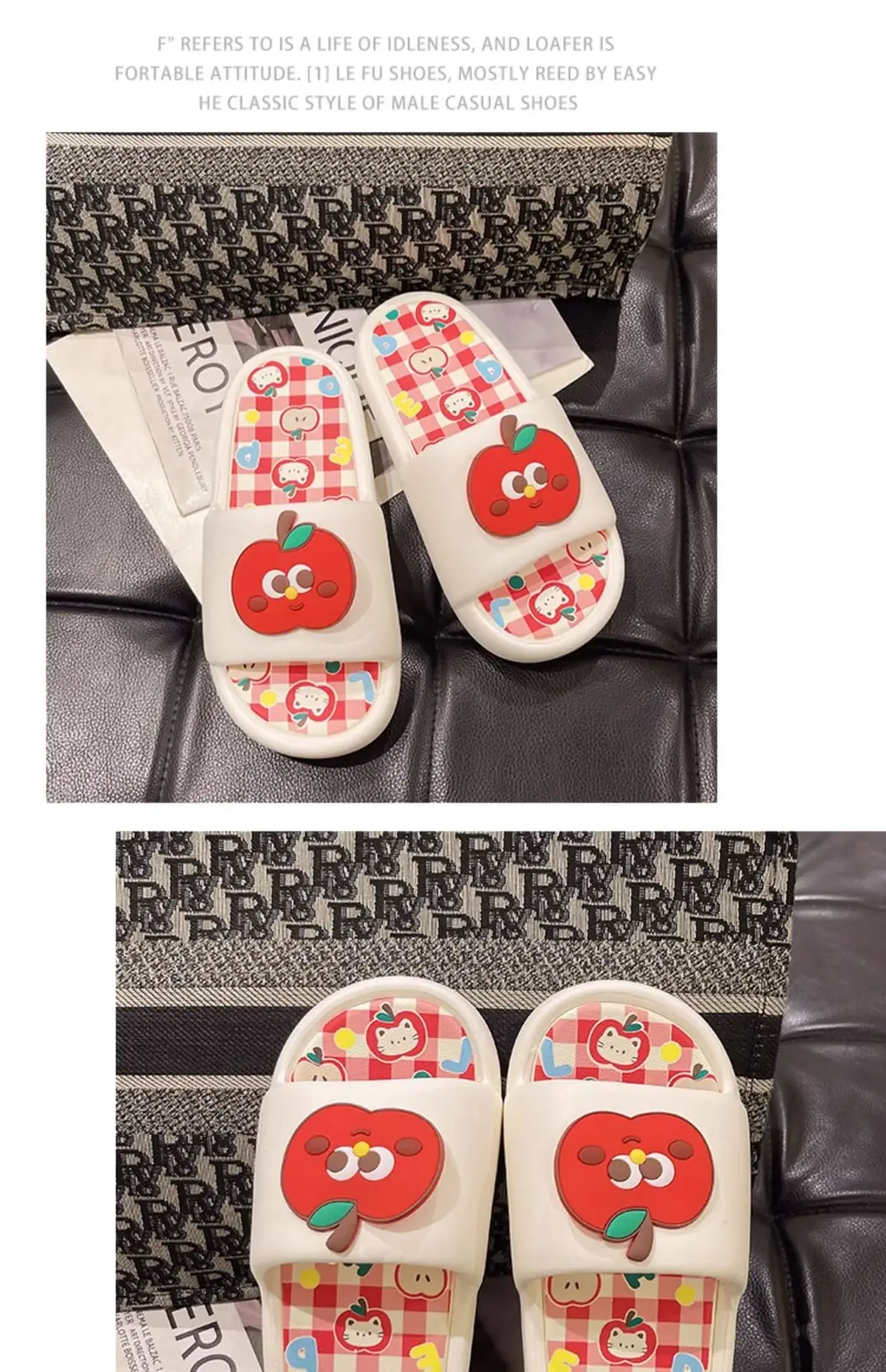 Thick-soled eva sandals and slippers for women's summer outdoor wear cute red apple indoor home bathroom bath non-slip slipper — feature 28