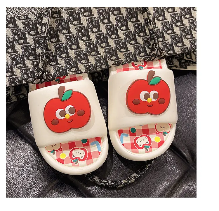 Thick-soled eva sandals and slippers for women's summer outdoor wear cute red apple indoor home bathroom bath non-slip slipper — feature 30