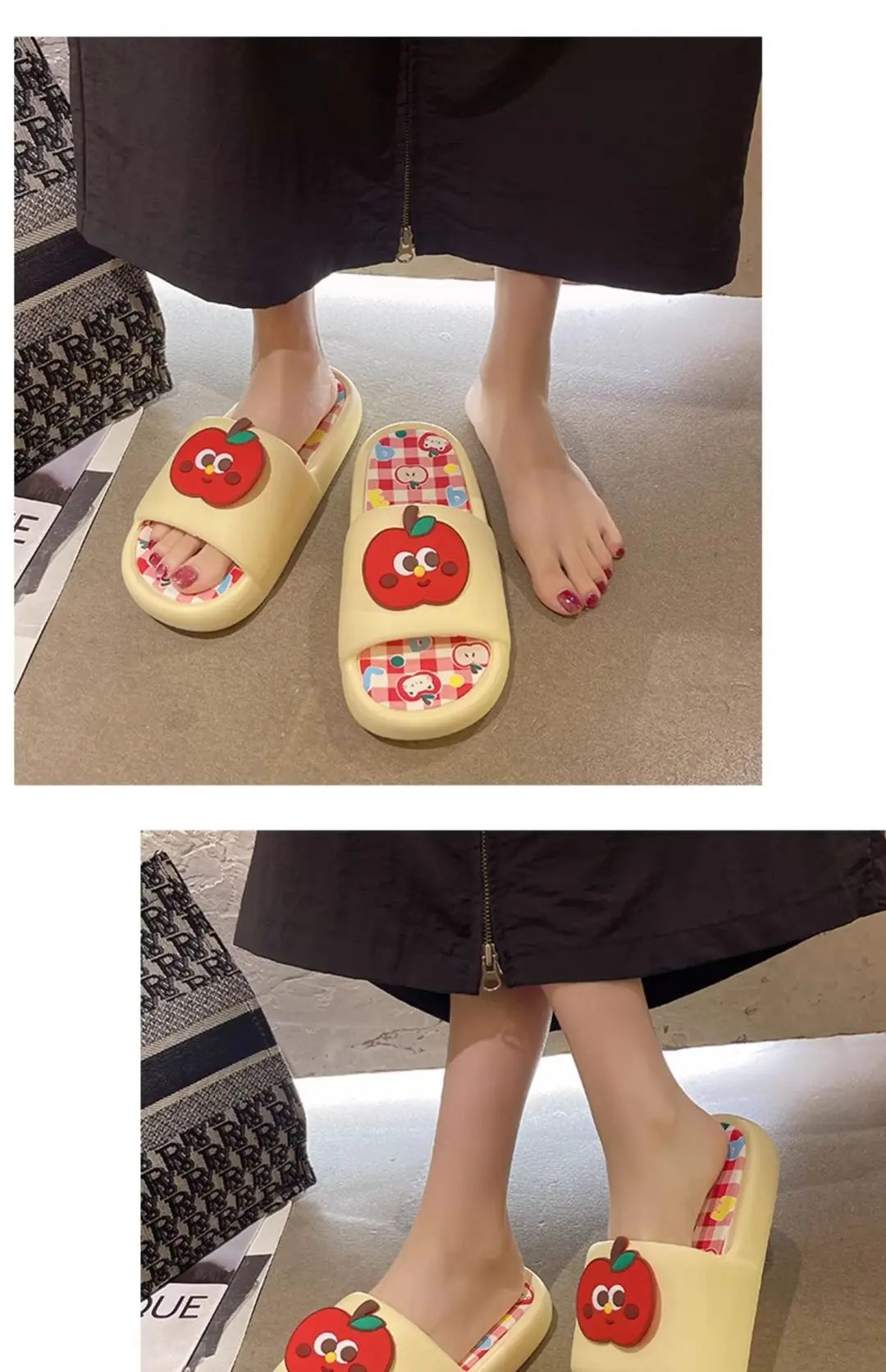 Thick-soled eva sandals and slippers for women's summer outdoor wear cute red apple indoor home bathroom bath non-slip slipper — feature 8