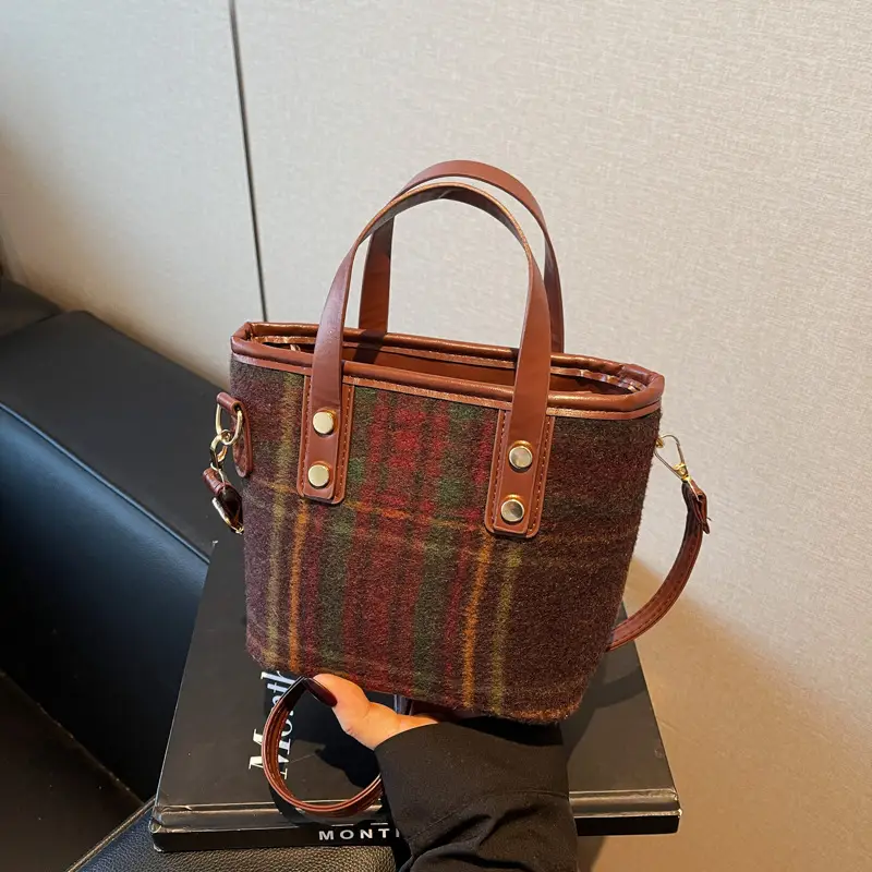 Vintage Plaid Shoulder Bag for Women 2024 - Image 4