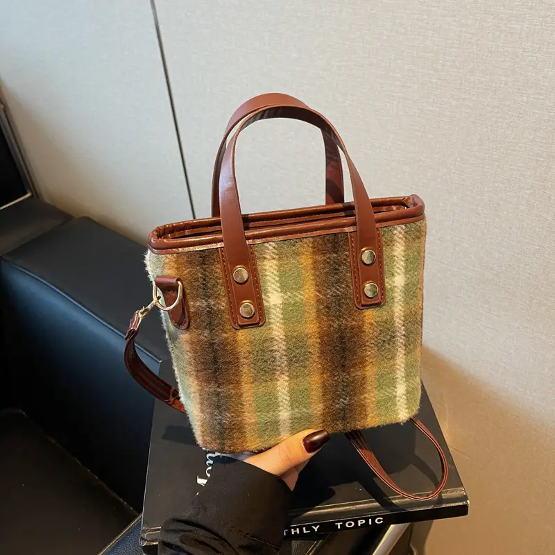 Vintage Plaid Shoulder Bag for Women 2024 - Image 5