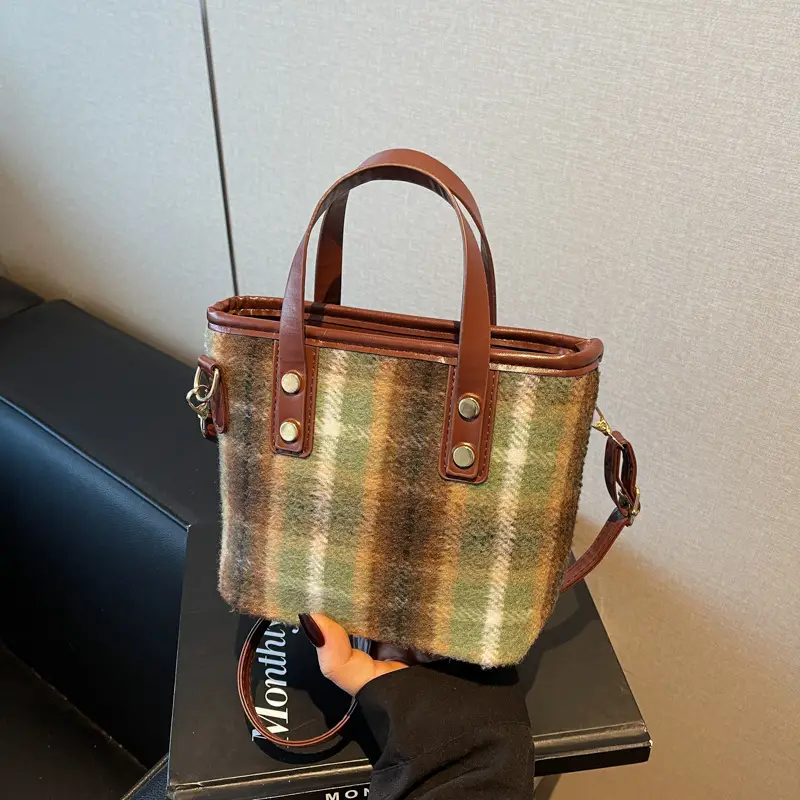 Vintage Plaid Shoulder Bag for Women 2024 - Image 6
