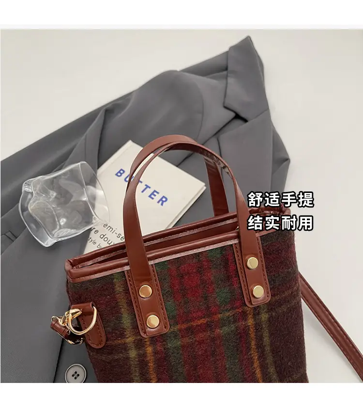 Vintage Plaid Shoulder Bag for Women 2024 — feature 5