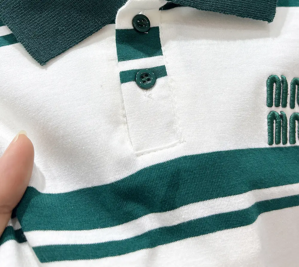Men Striped Polo Shirt Boys 2025 Summer White Green Black — feature 6