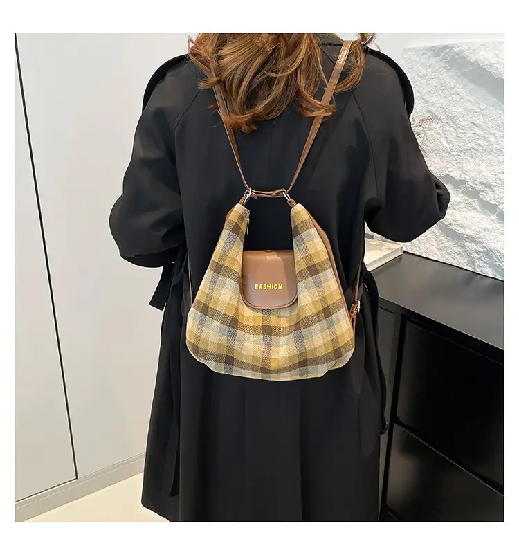 Winter Plaid Textured Shoulder Crossbody Bag Large Capacity — feature 18