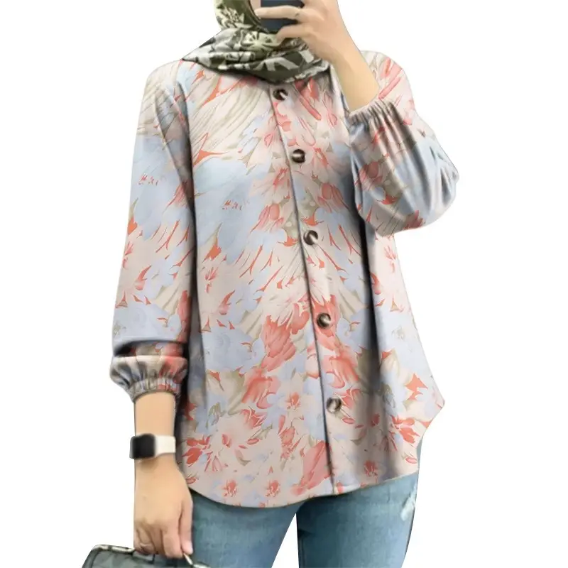 Women Muslim Floral Puff Sleeves Shirt 2025 — feature 4