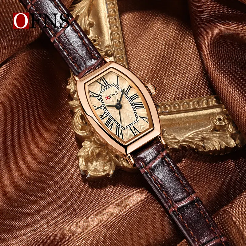 Ofns Women's Vintage Roman Numerals Leather Strap Watch - Image 21