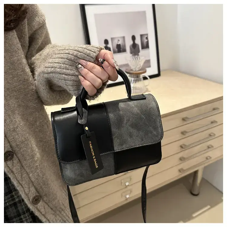 2026 Spring Shoulder Crossbody Patchwork Handbag Blue Grey White — feature 14