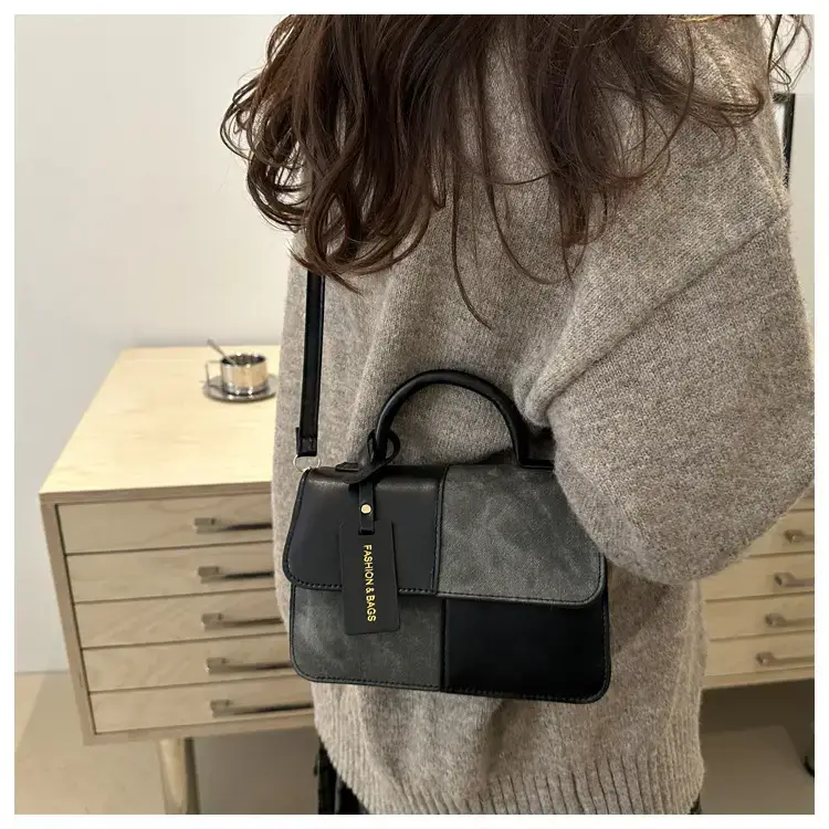 2026 Spring Shoulder Crossbody Patchwork Handbag Blue Grey White — feature 20