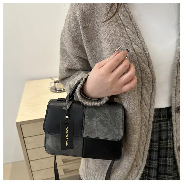 2026 Spring Shoulder Crossbody Patchwork Handbag Blue Grey White — feature 31