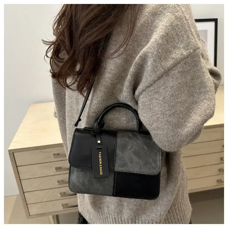 2026 Spring Shoulder Crossbody Patchwork Handbag Blue Grey White — feature 32