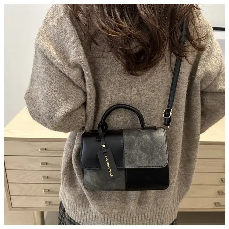 2026 Spring Shoulder Crossbody Patchwork Handbag Blue Grey White — feature 36