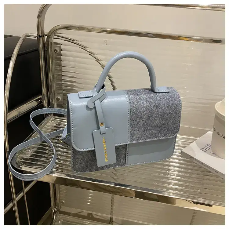 2026 Spring Shoulder Crossbody Patchwork Handbag Blue Grey White — feature 39