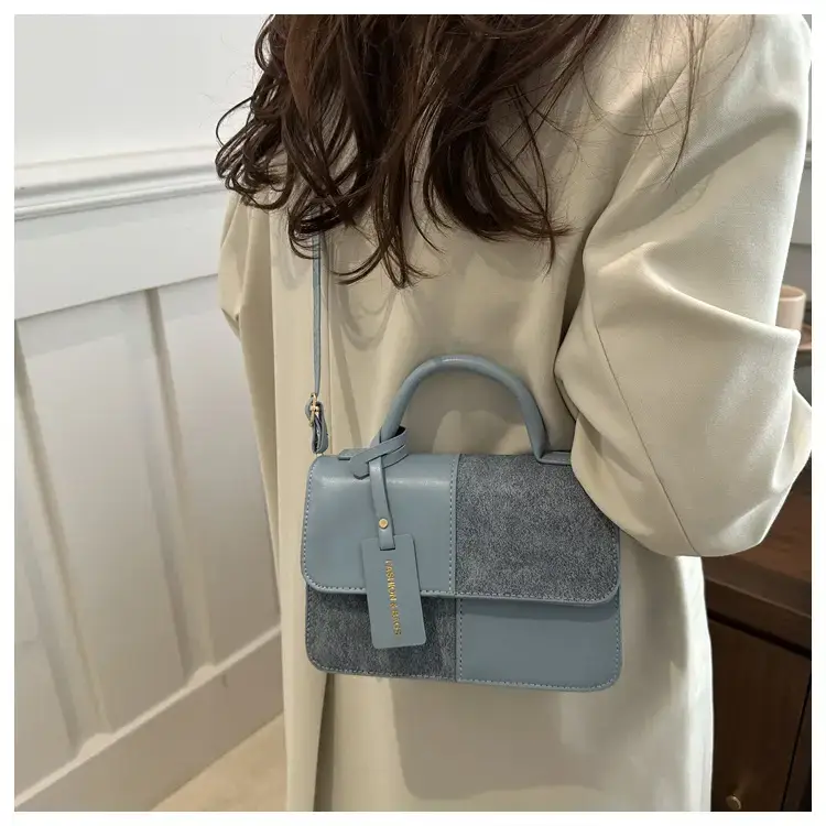 2026 Spring Shoulder Crossbody Patchwork Handbag Blue Grey White — feature 4