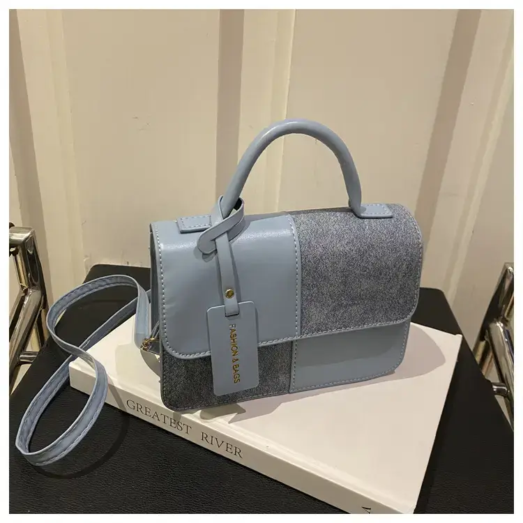 2026 Spring Shoulder Crossbody Patchwork Handbag Blue Grey White — feature 42