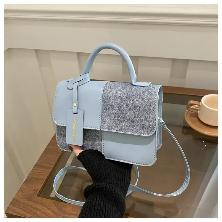 2026 Spring Shoulder Crossbody Patchwork Handbag Blue Grey White — feature 48