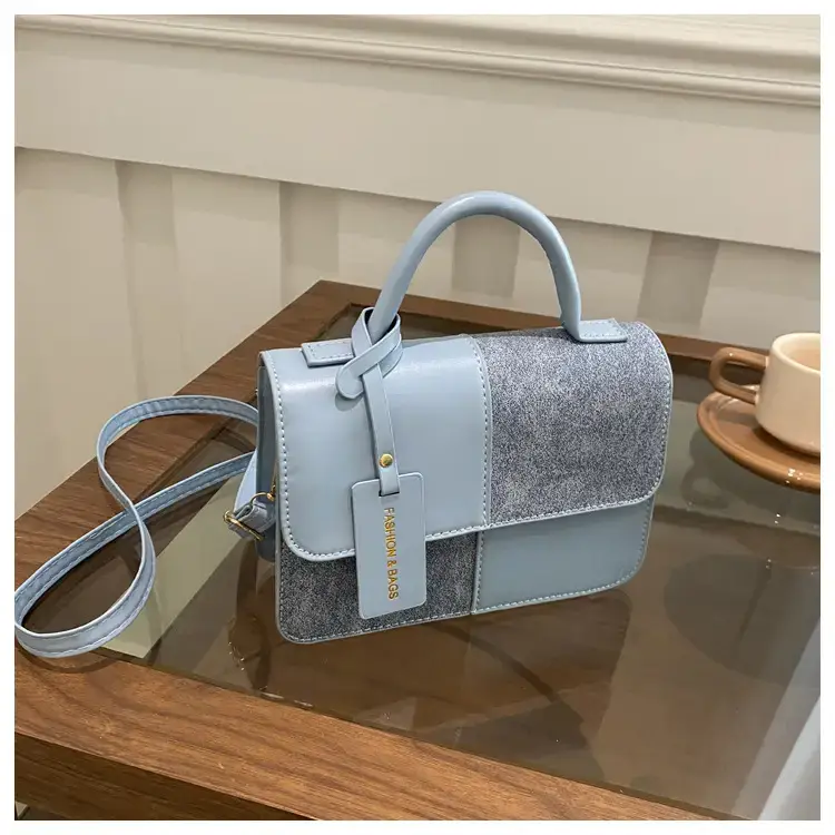 2026 Spring Shoulder Crossbody Patchwork Handbag Blue Grey White — feature 49