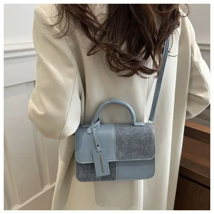 2026 Spring Shoulder Crossbody Patchwork Handbag Blue Grey White — feature 6