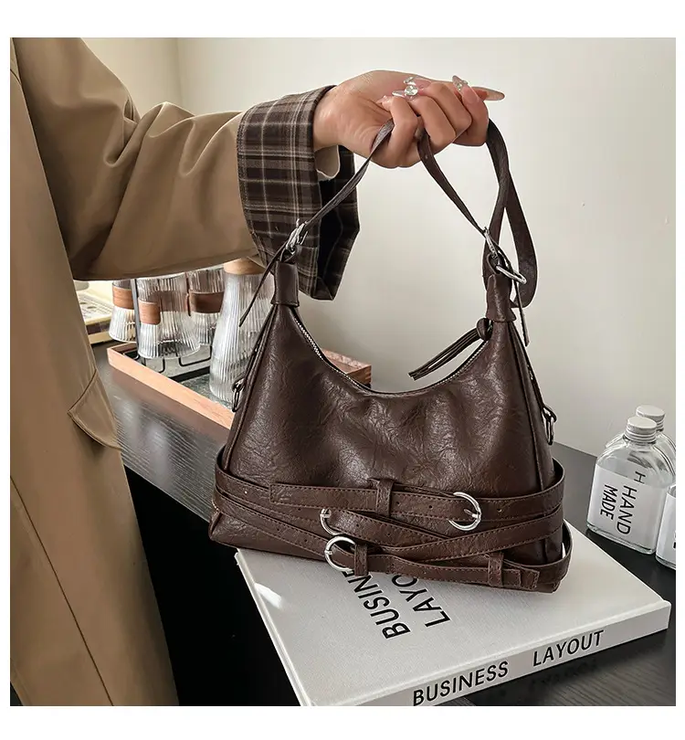 Vintage Brown Belt Bag for Women Winter Casual — feature 2