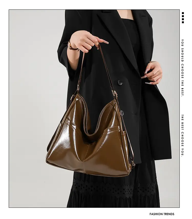 Women Red Glossy Shoulder Bag 2024 Winter School Use — feature 2