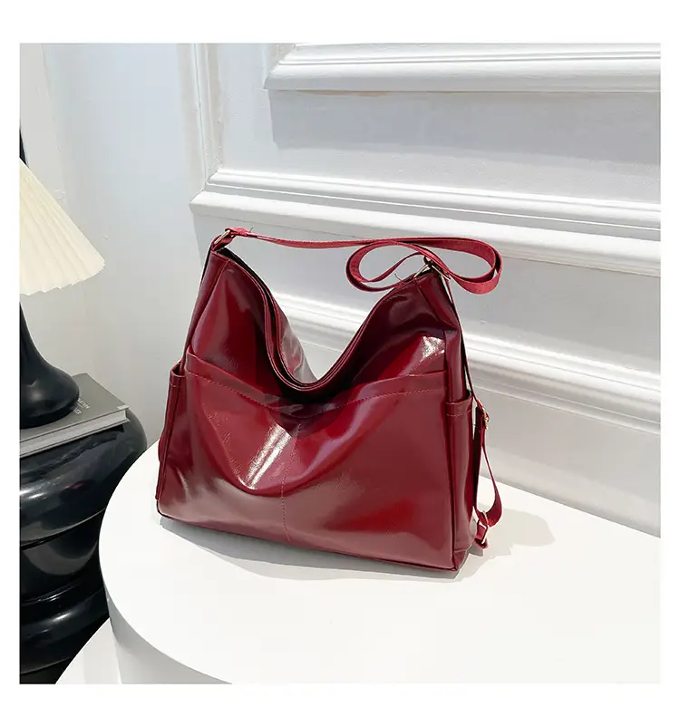 Women Red Glossy Shoulder Bag 2024 Winter School Use — feature 22