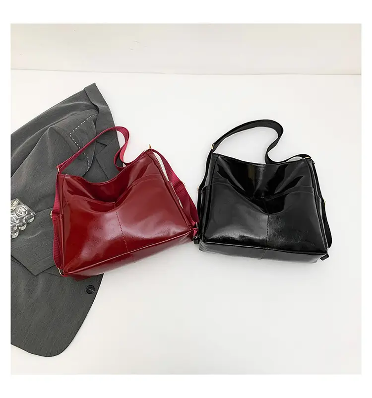 Women Red Glossy Shoulder Bag 2024 Winter School Use — feature 26