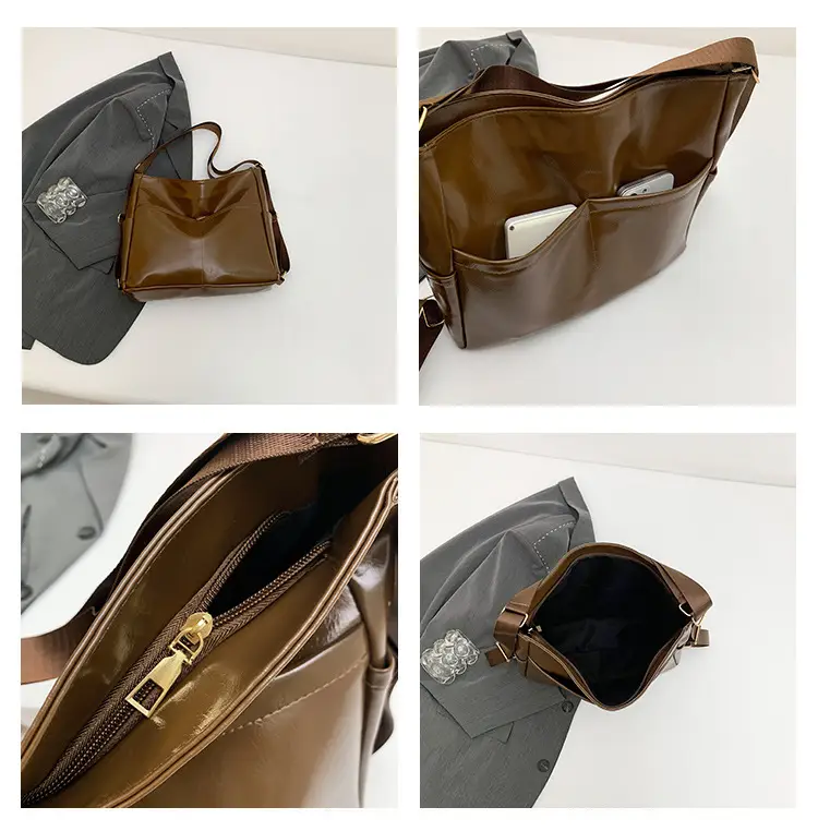 Women Red Glossy Shoulder Bag 2024 Winter School Use — feature 9