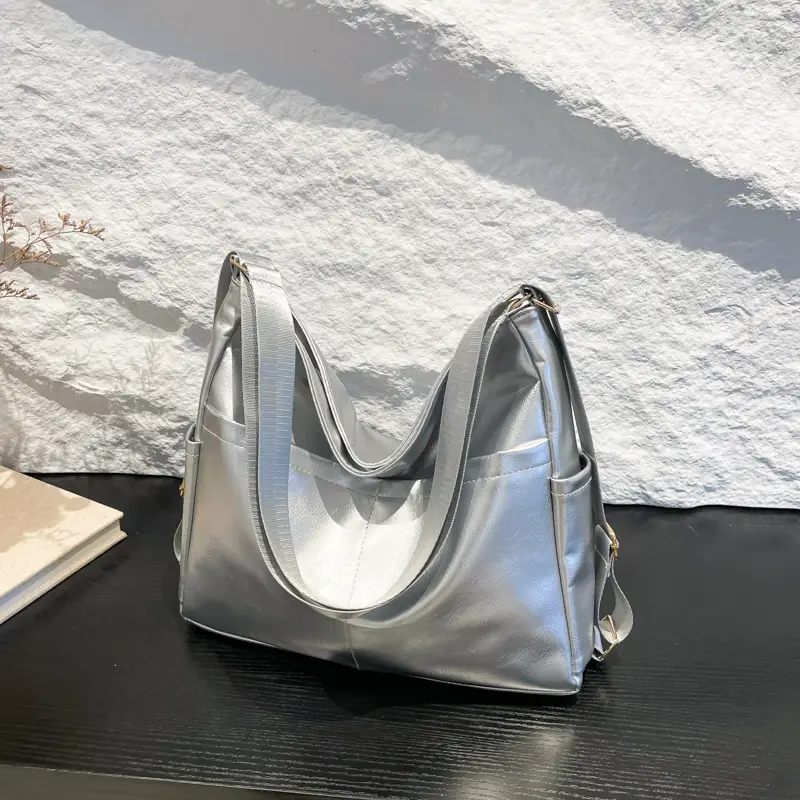 Women Red Glossy Shoulder Bag 2024 Winter School Use