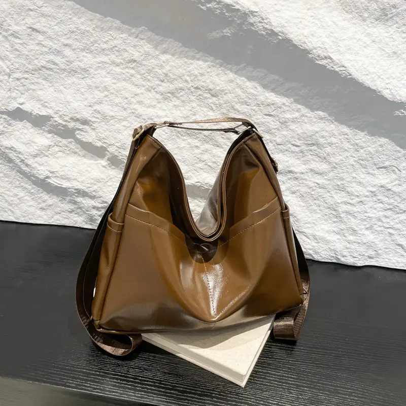 Women Red Glossy Shoulder Bag 2024 Winter School Use