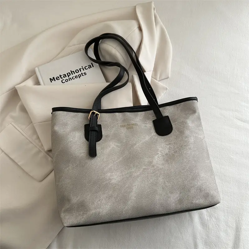 Women's Brown Velvet Casual Tote Bag with Pom Pom Charm