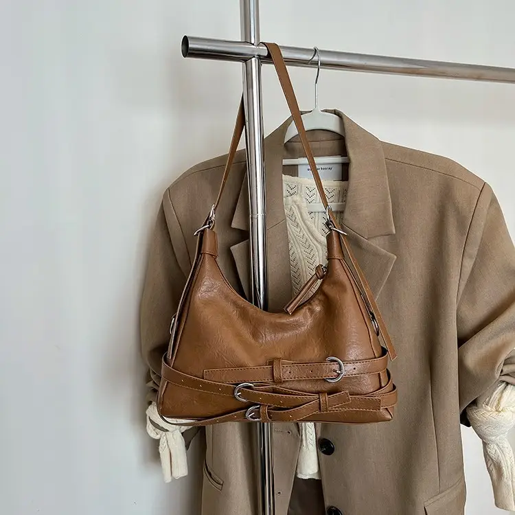 Women's Brown Leather Shoulder Crossbody Bag Large Capacity 2024 - Image 7