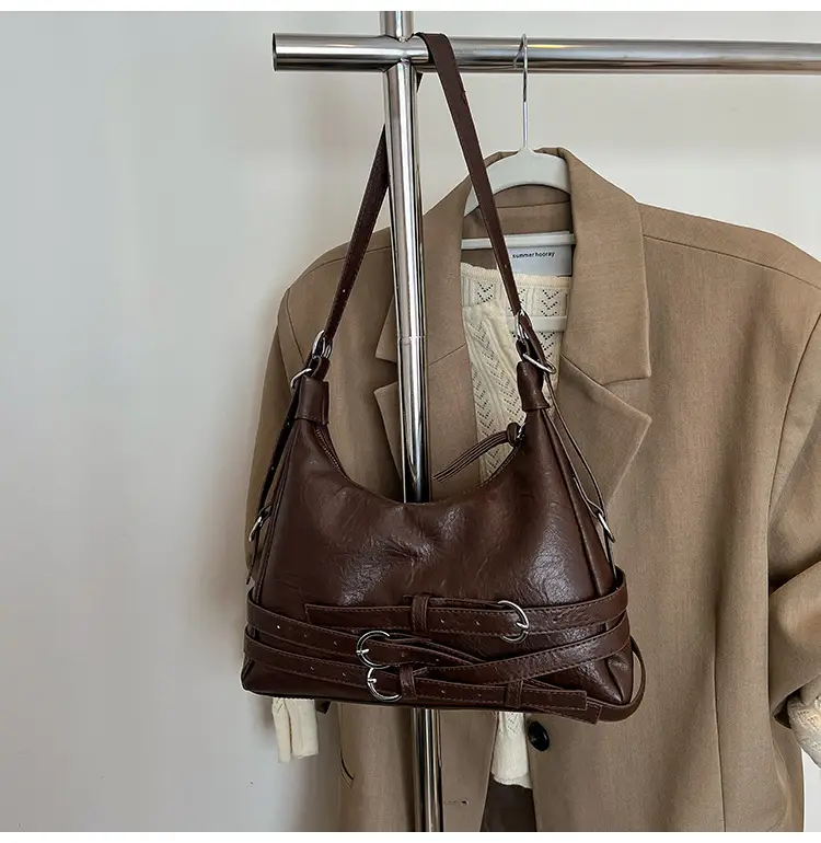 Women's Brown Leather Shoulder Crossbody Bag Large Capacity 2024 — feature 12
