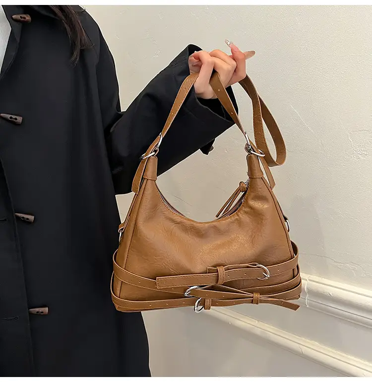 Women's Brown Leather Shoulder Crossbody Bag Large Capacity 2024 — feature 22