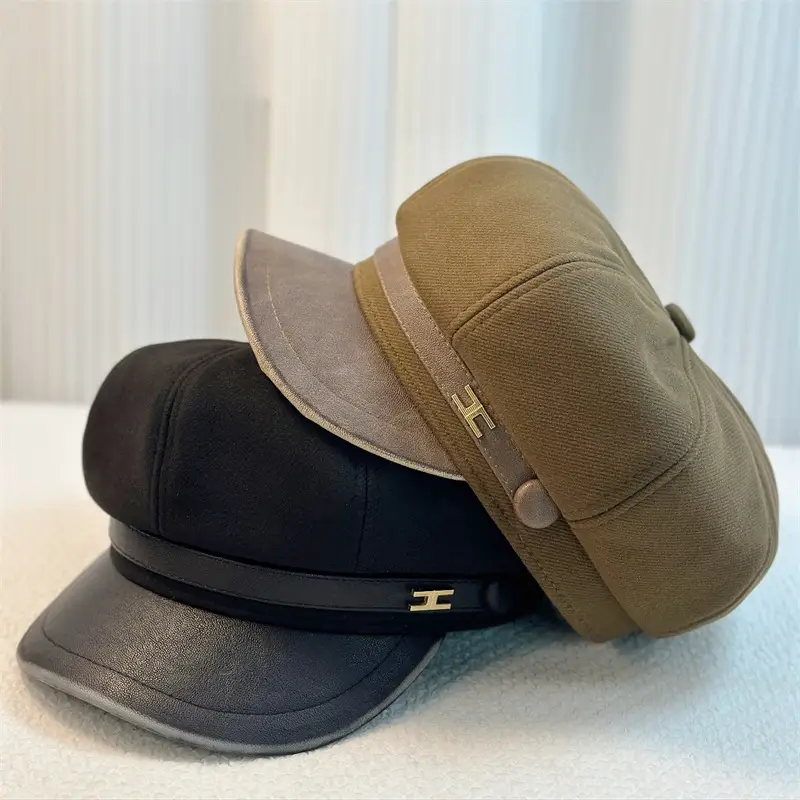 British Retro PU Leather Octagonal Hat for Kids - Image 6