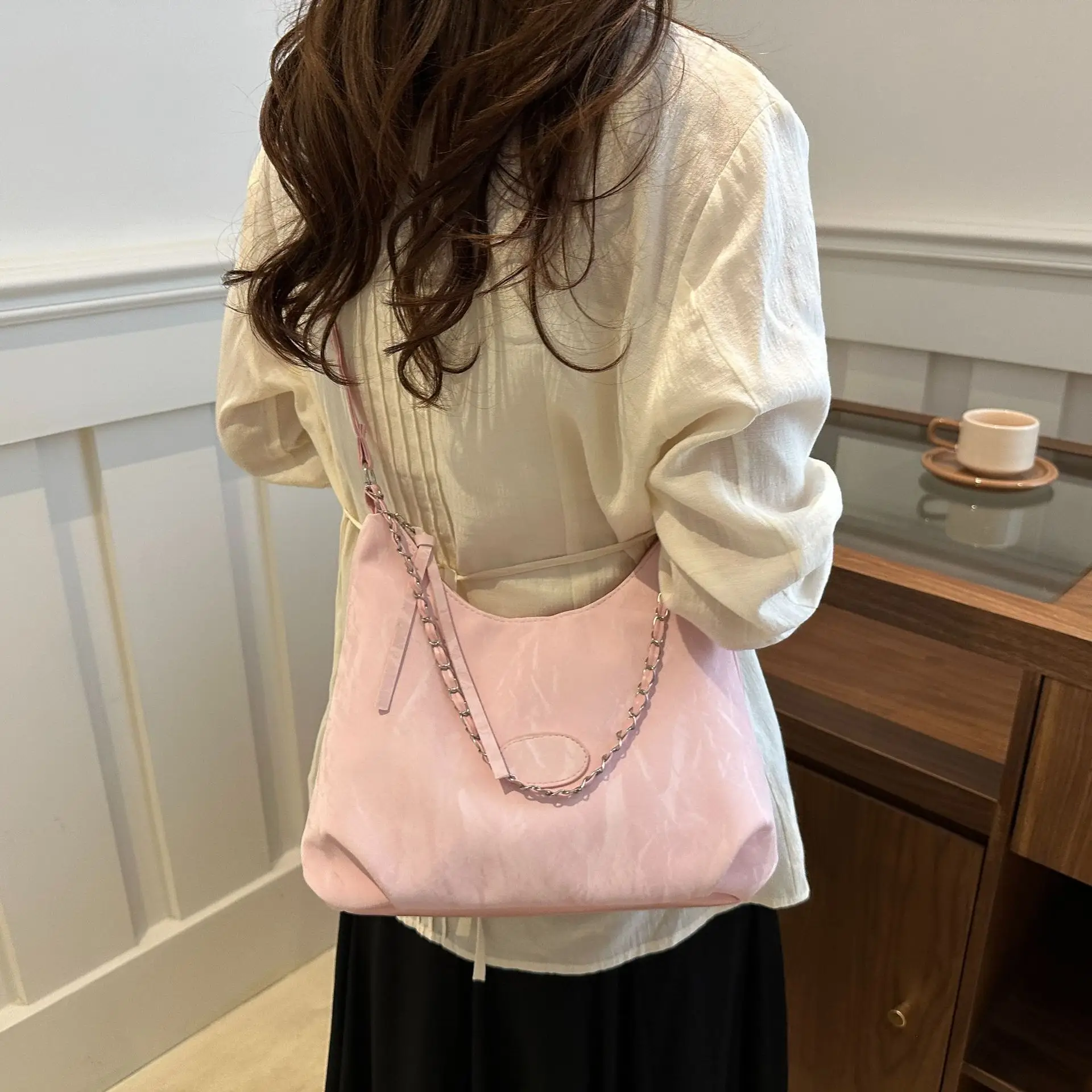 Pink Crossbody Bag for Women with Chain Strap - Image 5