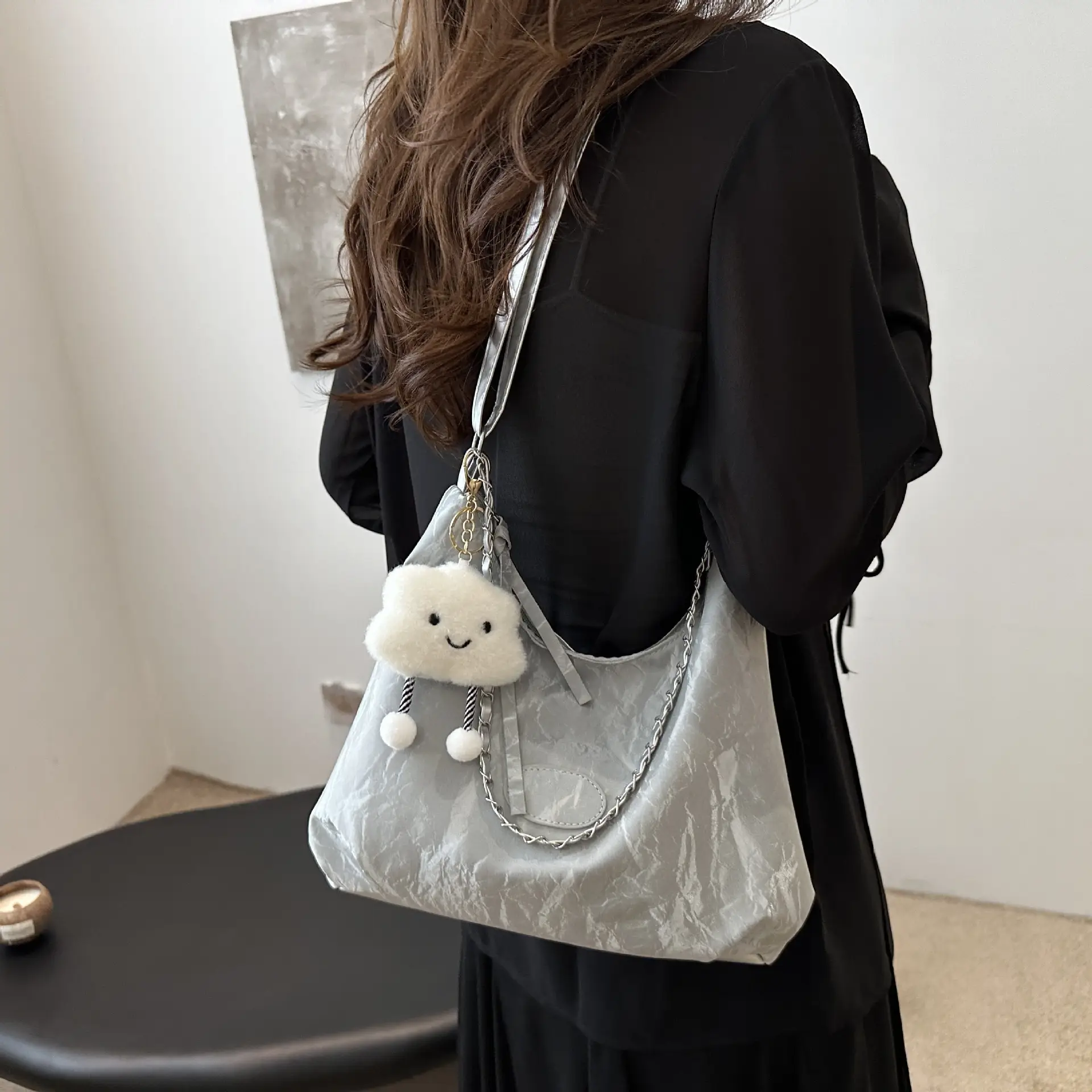 Pink Crossbody Bag for Women with Chain Strap - Image 8