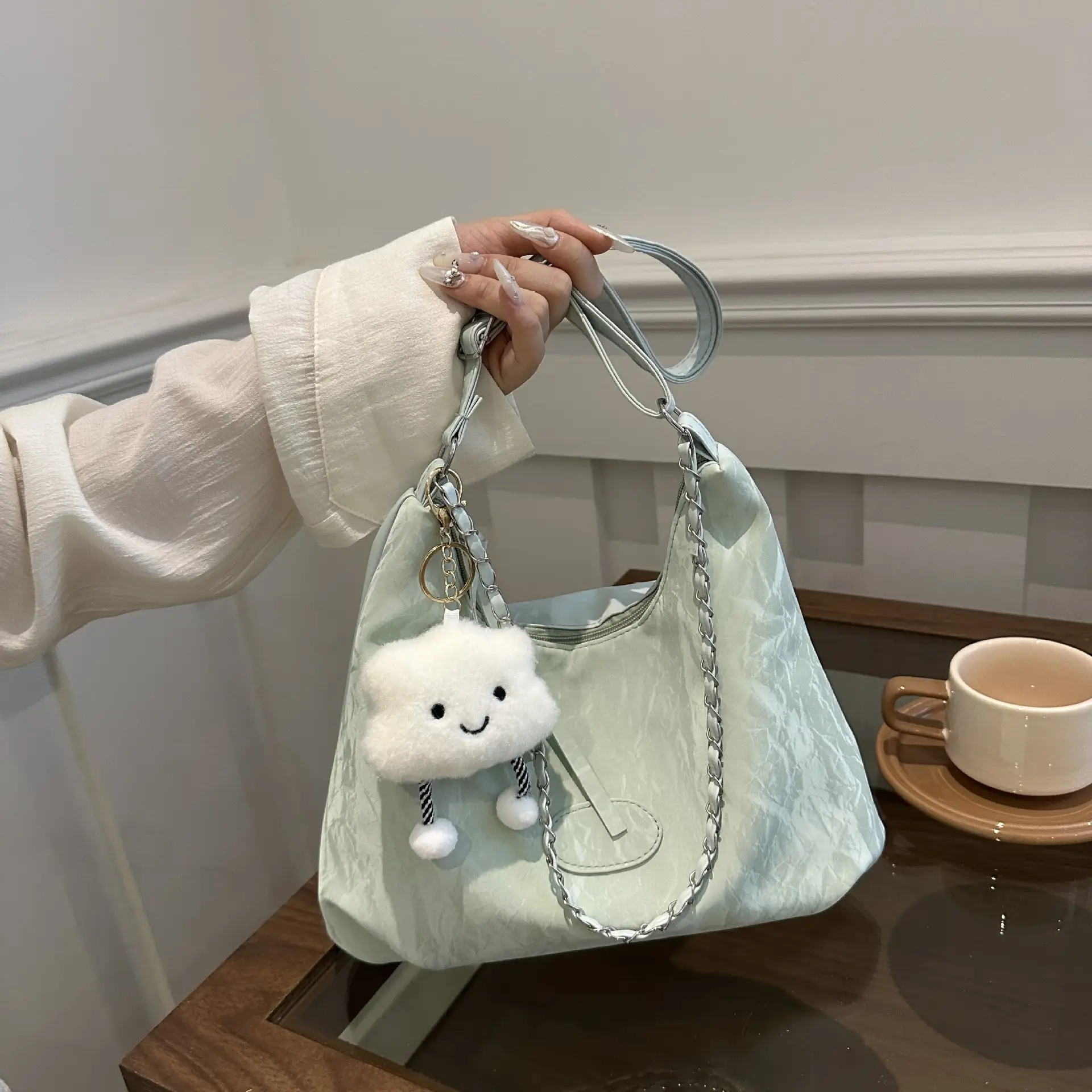 Pink Crossbody Bag for Women with Chain Strap - Image 9