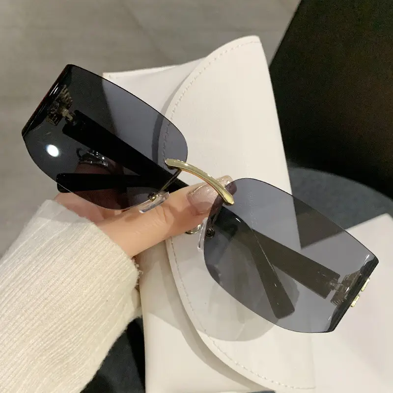 Miaojia Y2K Curved Sunglasses Green Transparent Square Frame