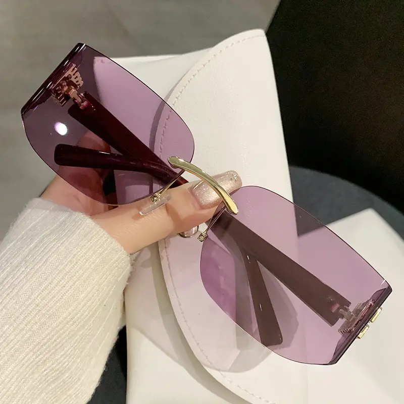 Miaojia Y2K Curved Sunglasses Green Transparent Square Frame