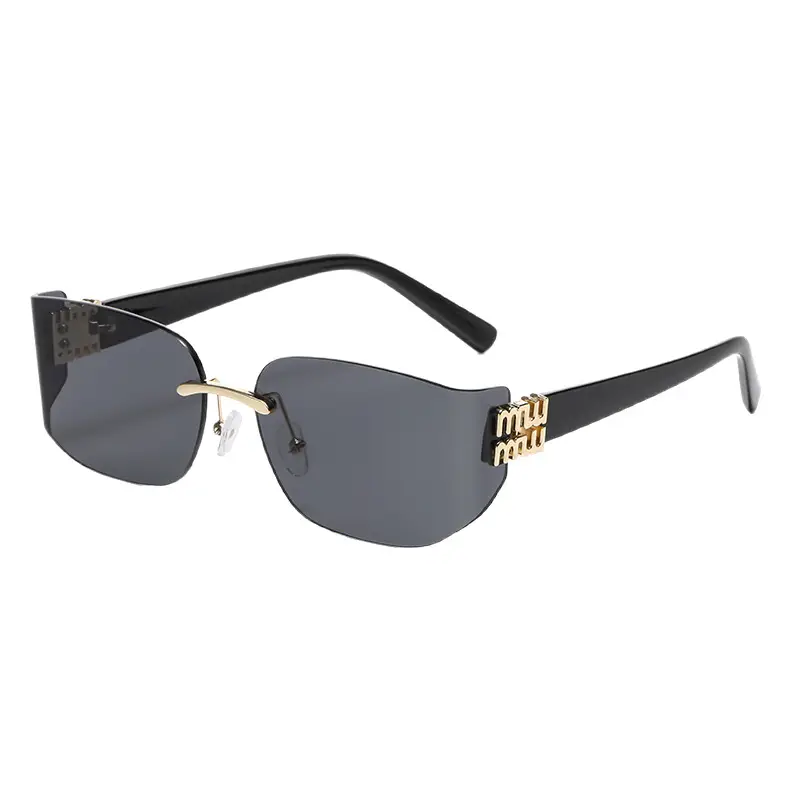 Miaojia Y2K Curved Sunglasses Green Transparent Square Frame